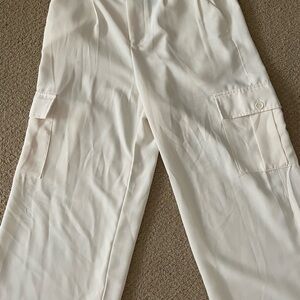 Forever 21 White Cargo Trouser Pants Size M